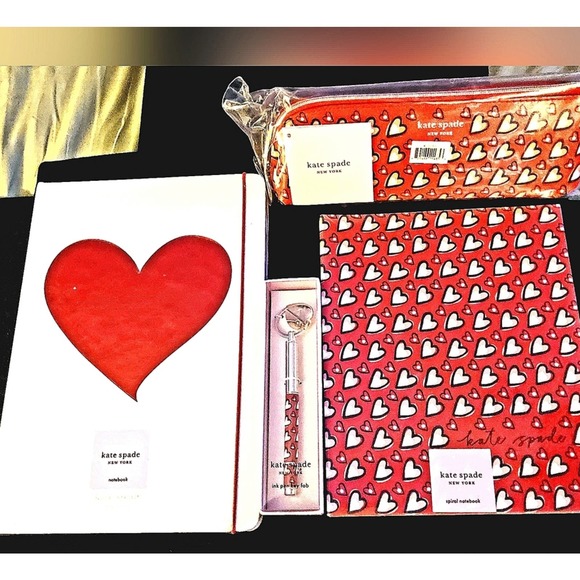 KATE SPADE NEW YORK "HEARTS" PENCIL CASE FILLED WITH LISTED ITEMS - Picture 4 of 4